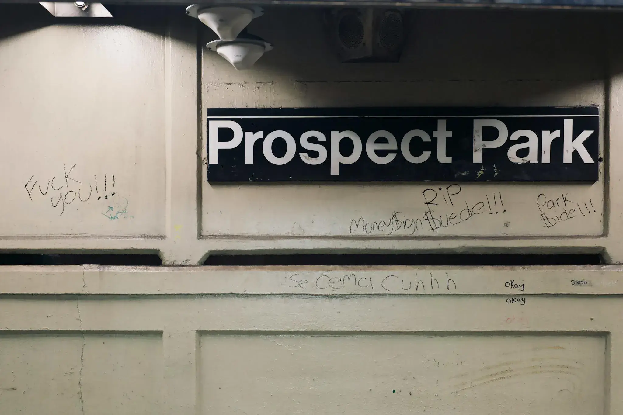 Prospect Park subway station sign in Brooklyn New York